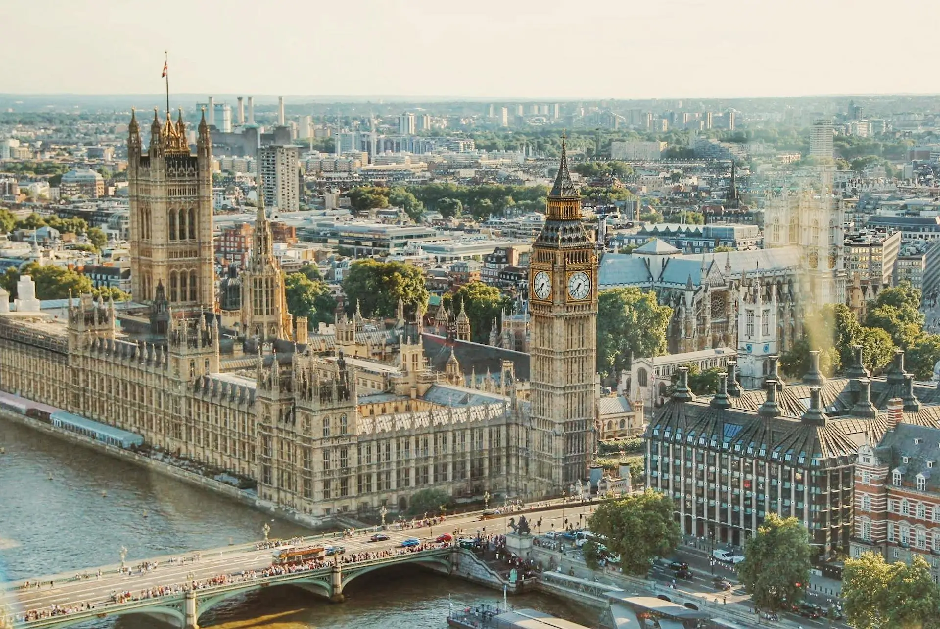 London skyline aerial view